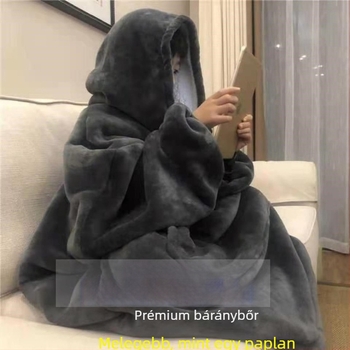 Flanel pizsamák, Lusta takarók, Téli pizsamák férfiaknak, Laza bársony és vastagított páros kapucnis otthoni ruhák, amelyeket szabadban is viselhetsz