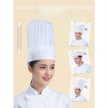 Eldobható, nem szőtt szakács cilinder, férfi szakács vastagított munkakalap, cukrászda, nyugati szakácskalap