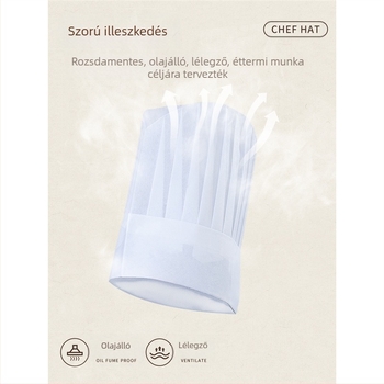 Eldobható, nem szőtt szakács cilinder, férfi szakács vastagított munkakalap, cukrászda, nyugati szakácskalap