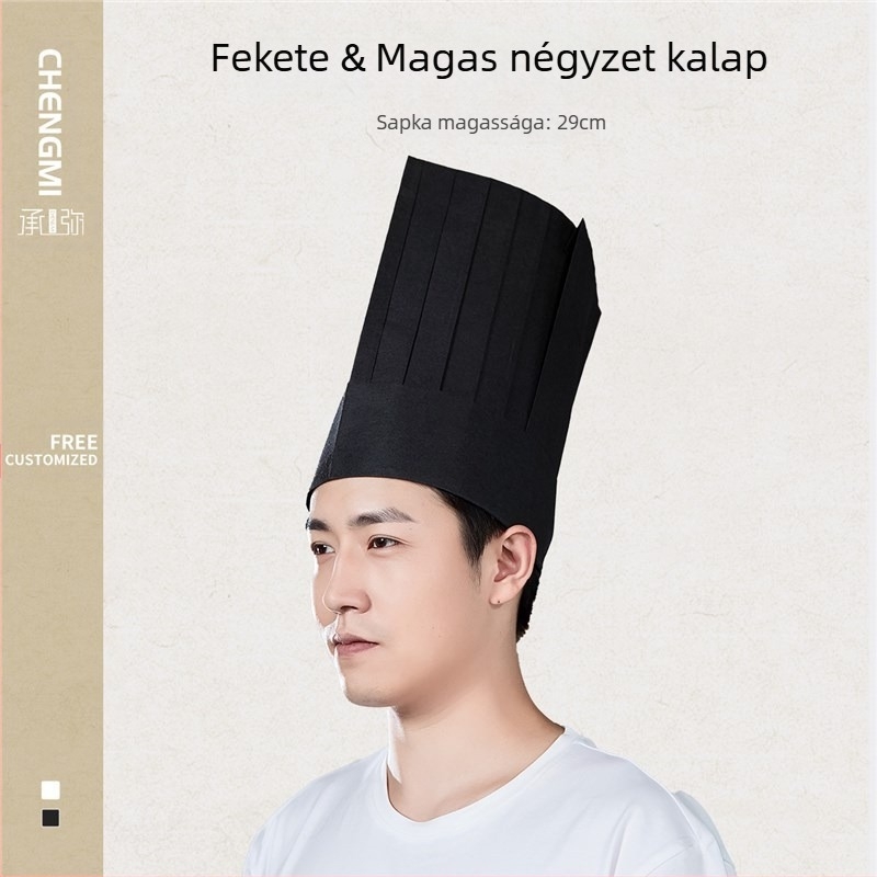Eldobható, nem szőtt szakács cilinder, férfi szakács vastagított munkakalap, cukrászda, nyugati szakácskalap