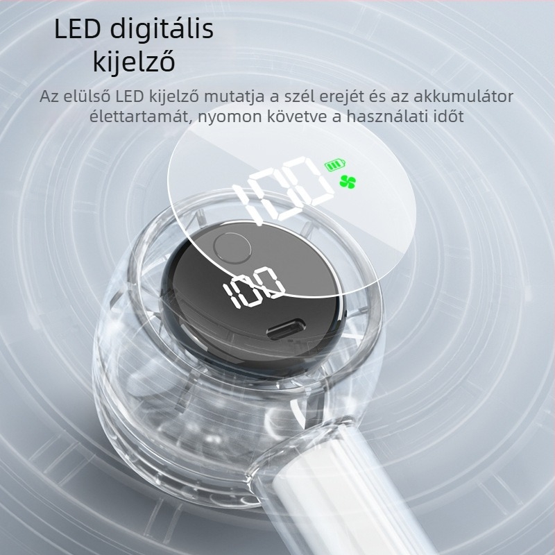 Új, 100 sebességes digitális kijelzős, nagy sebességű kézi ventilátor, kültéri hordozható, univerzális USB ventilátor, mini töltésű, kis légágyú