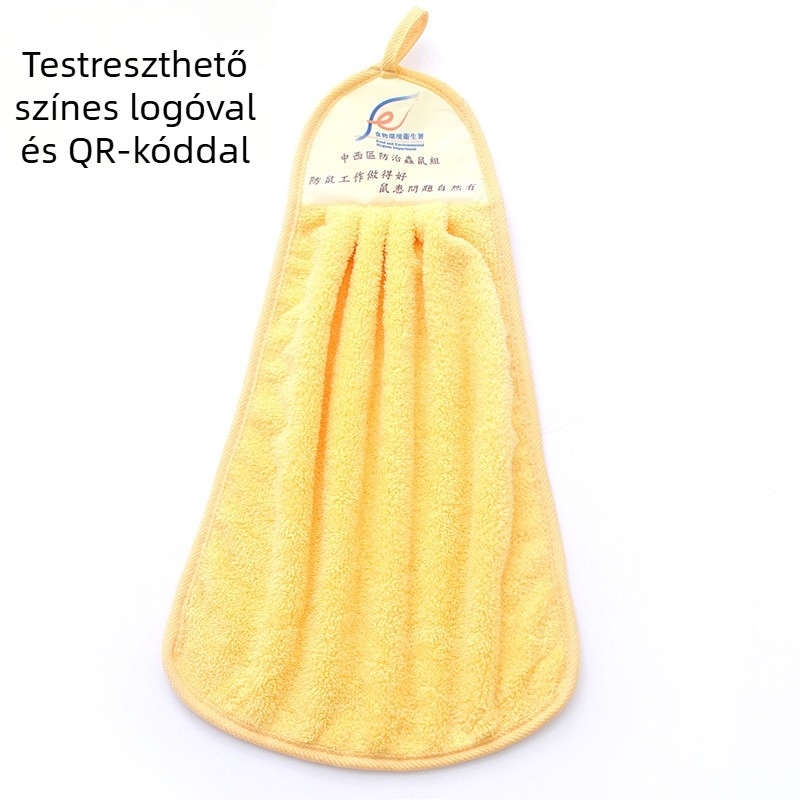 [Dish 1 napos minta] plusz korall gyapjúból készült függő konyhai kéztörlő, egyedi nyomtatású, kétdimenziós kóddal, vastagon terítve