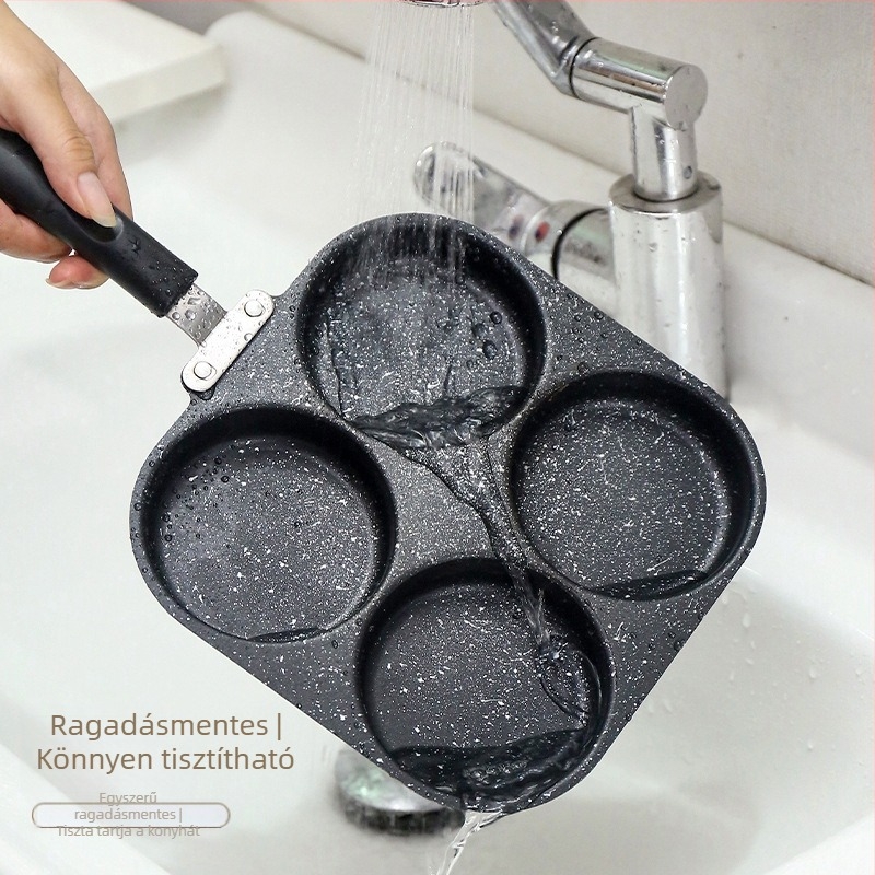 Határokon átnyúló robbanások megvastagodott négylyukú szerelmi omlett tapadásmentes serpenyőben univerzális tojásos hamburger omlett serpenyő raktáron nagykereskedelemben