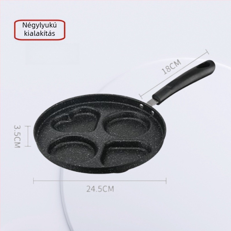 Határokon átnyúló robbanások megvastagodott négylyukú szerelmi omlett tapadásmentes serpenyőben univerzális tojásos hamburger omlett serpenyő raktáron nagykereskedelemben