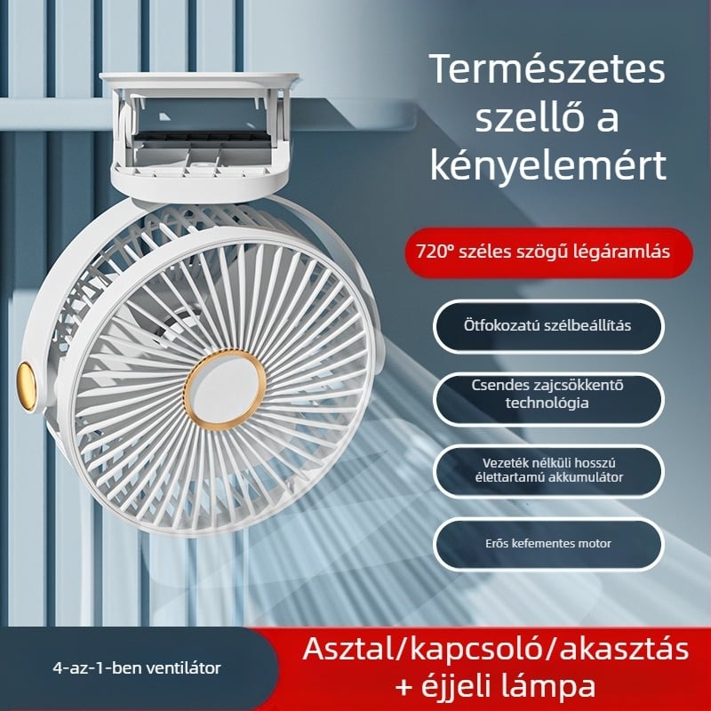 Kis ventilátorcsipesz mini ágy kefe nélküli, ultra csendes USB töltőventilátor otthoni asztali hálószobába, hosszú élettartamú