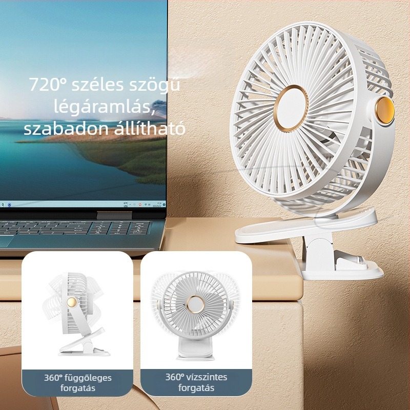 Kis ventilátorcsipesz mini ágy kefe nélküli, ultra csendes USB töltőventilátor otthoni asztali hálószobába, hosszú élettartamú