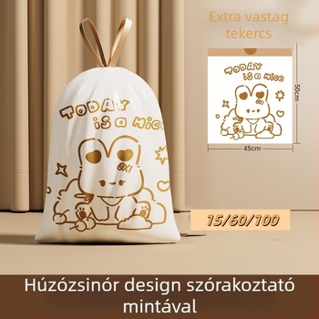 Aranyos rajzfilm, színes nyomtatott nyúl húzózsinóros típusú, automatikus felzárkózó háztartási konyhai hordozható, vastagított szemeteszsák