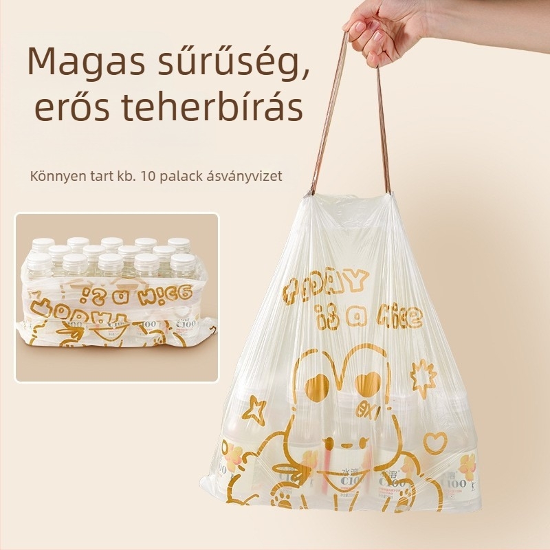 Aranyos rajzfilm, színes nyomtatott nyúl húzózsinóros típusú, automatikus felzárkózó háztartási konyhai hordozható, vastagított szemeteszsák