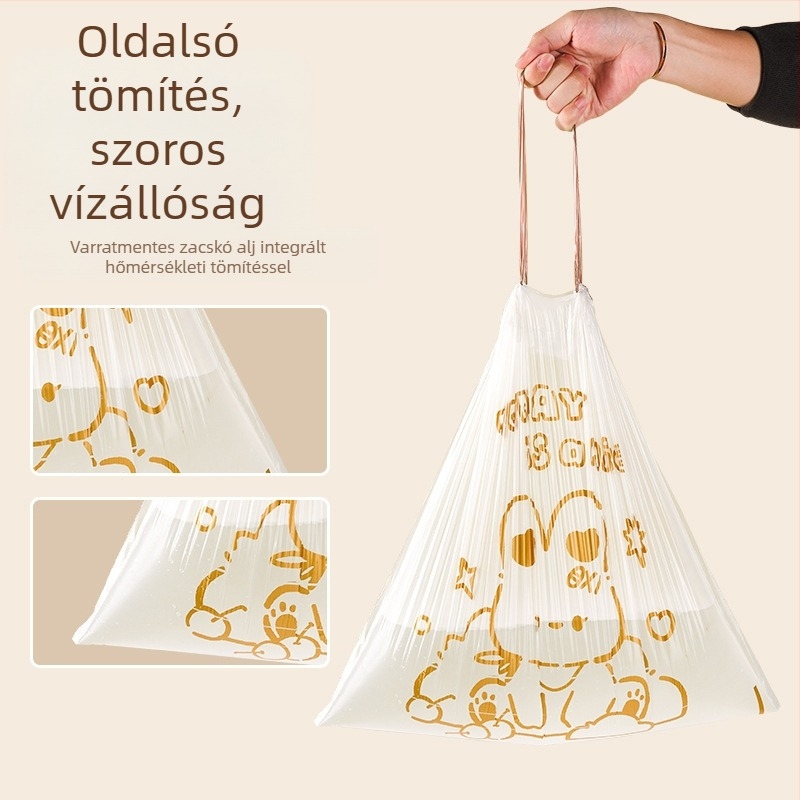 Aranyos rajzfilm, színes nyomtatott nyúl húzózsinóros típusú, automatikus felzárkózó háztartási konyhai hordozható, vastagított szemeteszsák