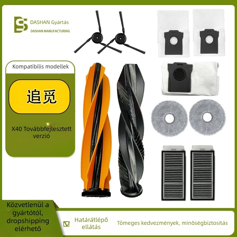 Alkalmas Dreame seprőrobot tartozékaihoz X40 továbbfejlesztett hibrid dupla görgős kefés tisztító főkefe