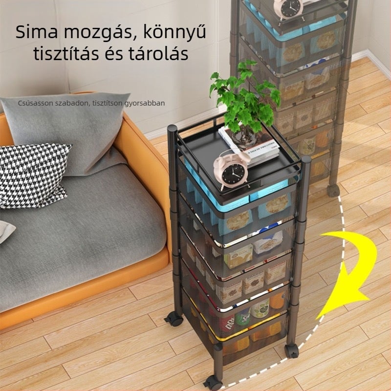Uzsonnatároló állvány Uzsonnatartó tároló állvány Tárolószekrény kocsi Forgatható tárolódoboz Többrétegű nappali gyümölcs