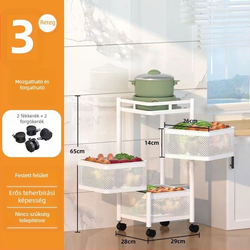 Uzsonnatároló állvány Uzsonnatartó tároló állvány Tárolószekrény kocsi Forgatható tárolódoboz Többrétegű nappali gyümölcs