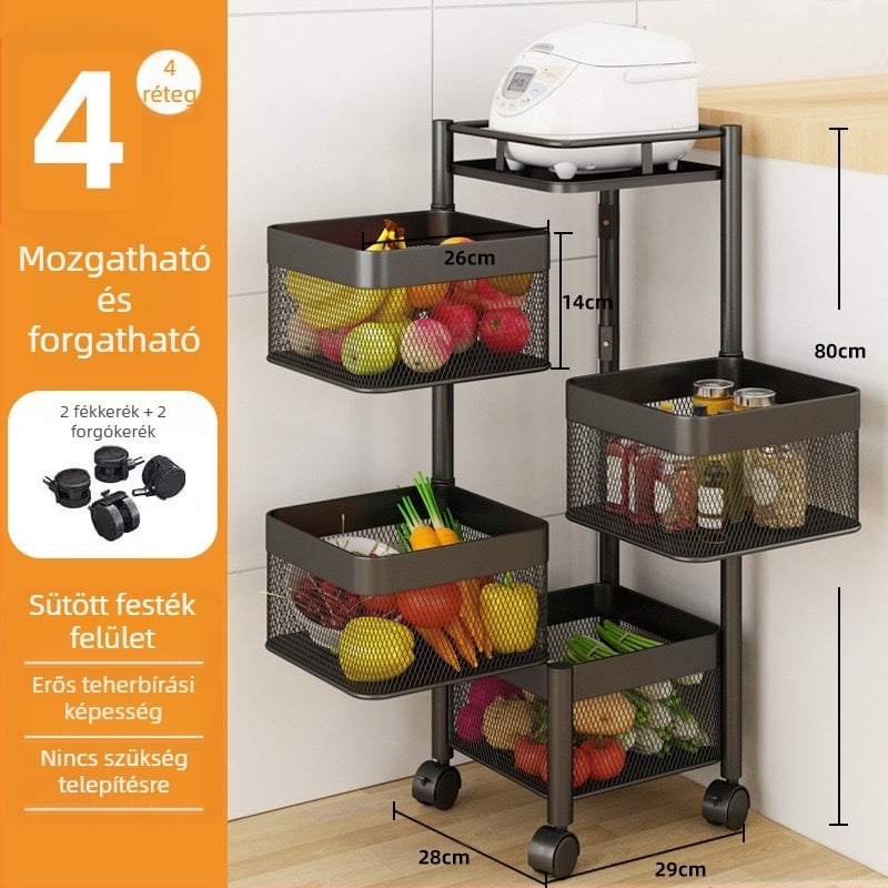 Uzsonnatároló állvány Uzsonnatartó tároló állvány Tárolószekrény kocsi Forgatható tárolódoboz Többrétegű nappali gyümölcs