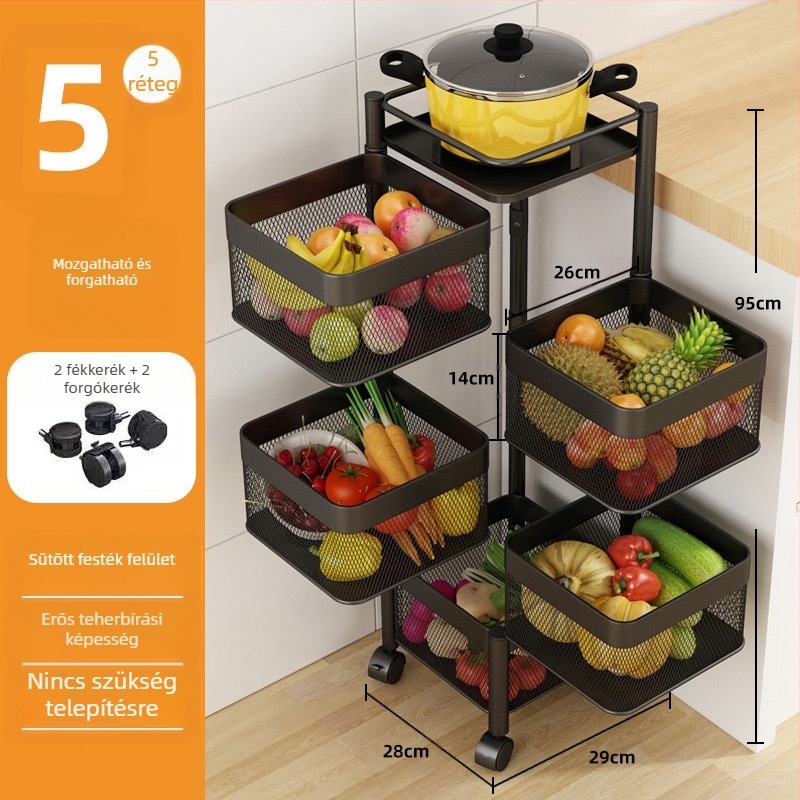 Uzsonnatároló állvány Uzsonnatartó tároló állvány Tárolószekrény kocsi Forgatható tárolódoboz Többrétegű nappali gyümölcs