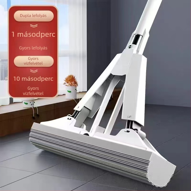 Felmosórongy otthoni használatra, fogantyú nélküli, összecsukható, kéz nélküli mosás, új modell szivaccsal és pamuttal, rozsdamentes acél padlófelmosórongy, nagykereskedelem, erős vízcsavarás