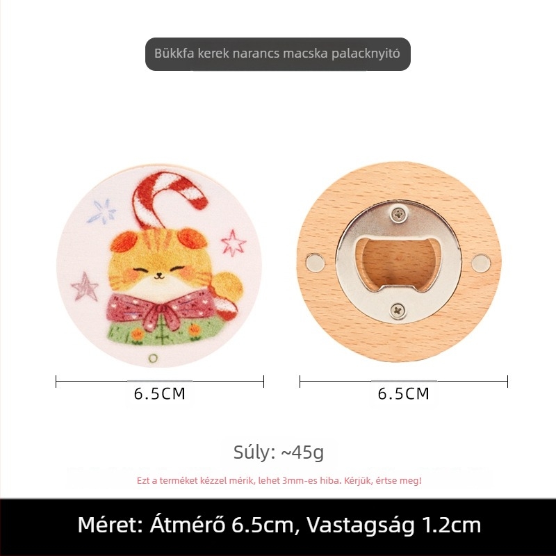 Kreatív karácsonyi macska állat tömörfa üvegnyitó sörös üvegnyitó mágneses hűtőszekrény matrica többfunkciós