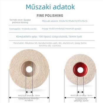 Gyapjúkorong tükör polírozó kerék vastagított sarokcsiszoló polírozó üvegfém rozsdamentes acél kőgyapot golyó polírozó lap