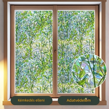 Elektrosztatikus ragasztómentes 3D színes üvegfólia lézerrel átlátszó, áteresztő hálószoba nappali erkély dekoratív ablakdekoratív matrica