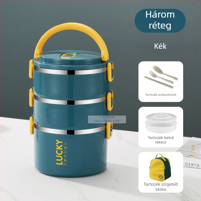 Ebéddoboz fedéllel, felnőtteknek, szigetelt ebédhordó, rozsdamentes acél, szigetelt ebéddoboz, nagy kapacitású ebéddoboz diákoknak