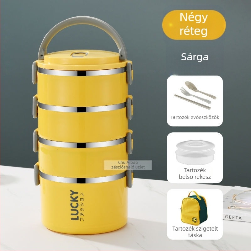 Ebéddoboz fedéllel, felnőtteknek, szigetelt ebédhordó, rozsdamentes acél, szigetelt ebéddoboz, nagy kapacitású ebéddoboz diákoknak