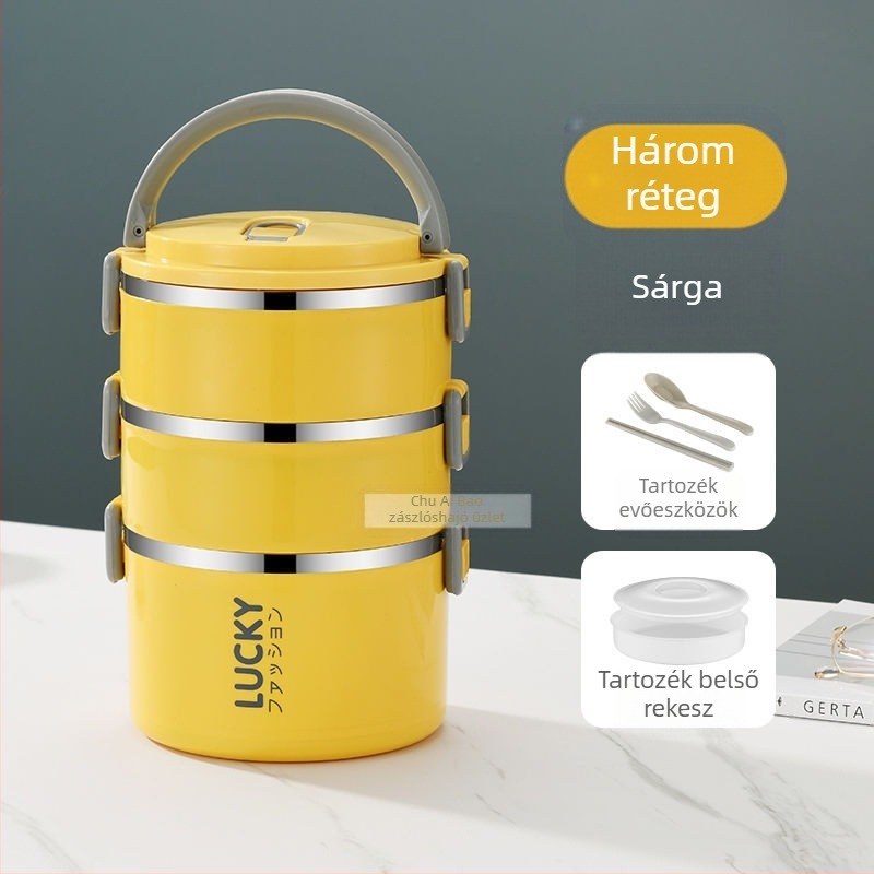 Ebéddoboz fedéllel, felnőtteknek, szigetelt ebédhordó, rozsdamentes acél, szigetelt ebéddoboz, nagy kapacitású ebéddoboz diákoknak