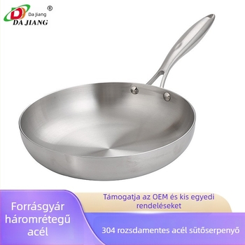 raktáron Crossborder 304 rozsdamentes acél háromrétegű acél wok indukciós főzőlap gáz univerzális serpenyő steak serpenyő