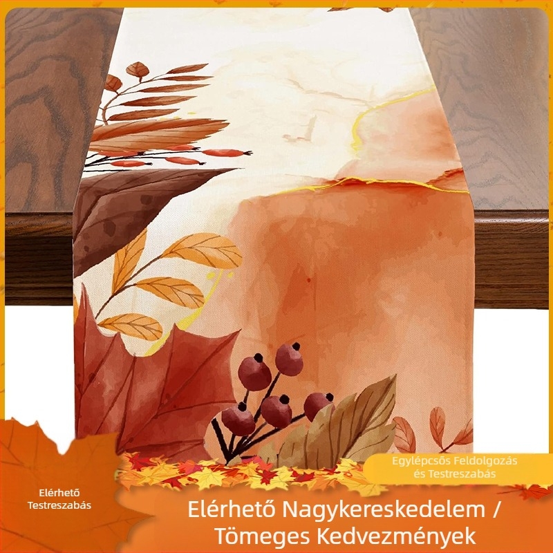 Amazon új digitális nyomtatású őszi asztali futó terítő kreatív nappali étkező dekoratív hangulatú asztali futó nagykereskedelem