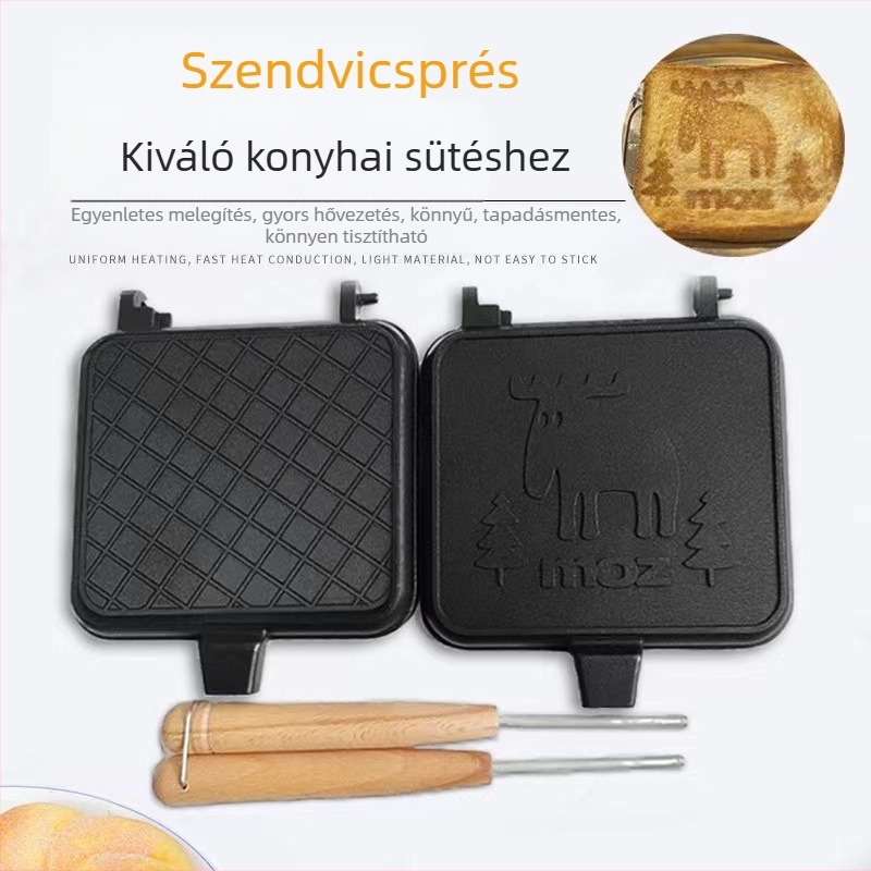 Új szendvics sütőforma tapadásmentes kétoldalas serpenyő háztartási reggeli tojásos serpenyő gofri szendvics csipeszes serpenyő