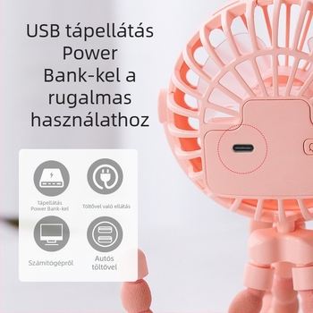 Új, multifunkcionális, hordozható, USB-s, újratölthető lítium akkumulátoros, polip mini ventilátor diákgyermekeknek