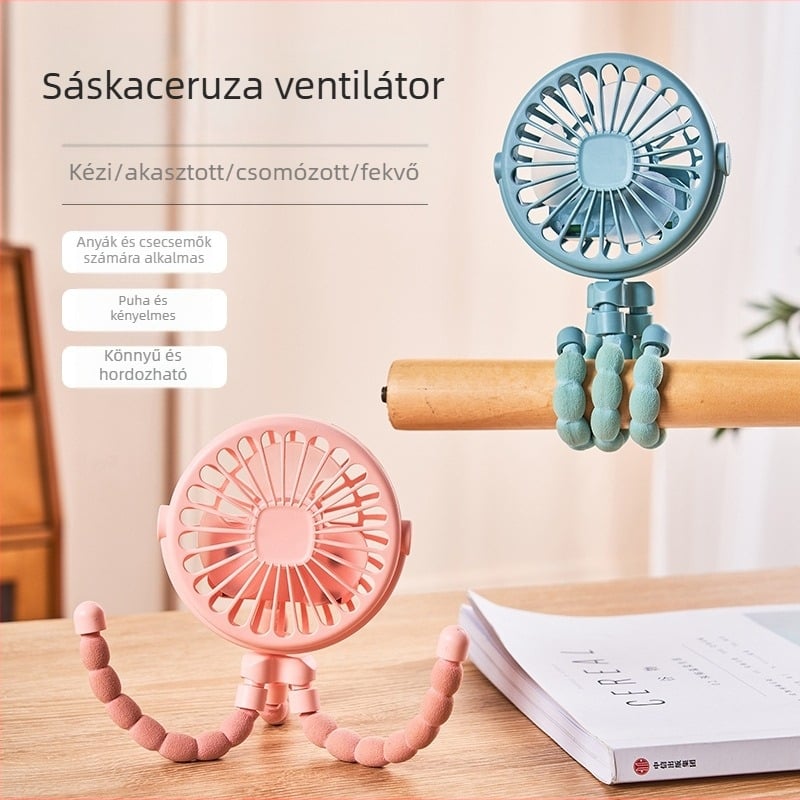 Új, multifunkcionális, hordozható, USB-s, újratölthető lítium akkumulátoros, polip mini ventilátor diákgyermekeknek