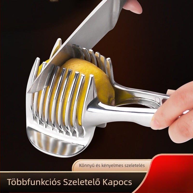 Citromszeletelő ötvözetből készült multifunkcionális gyümölcselválasztó fogantyúval, paradicsomszelet háztartási gyümölcsvágó eszközzel