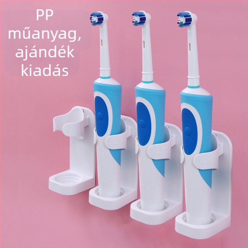 Elektromos fogkefetartó, falra szerelhető tárolóállvány, öntapadós, lyukasztásmentes fogkefefej, ajándékkonzol, tárolóállvány, fogkefetartó