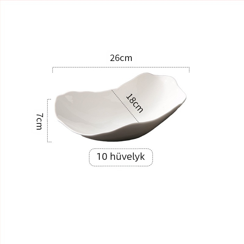 Egyszerű és luxus fehér alakú hidegtál tányér szállodai étterem személyiség szabálytalan kerámia hosszú tál éttermi étkészlet