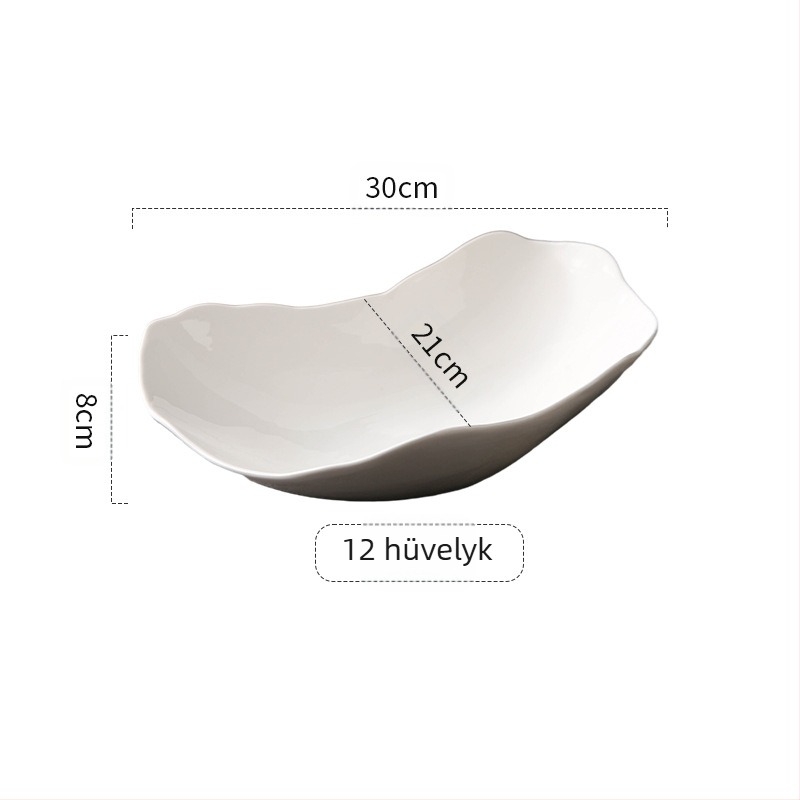 Egyszerű és luxus fehér alakú hidegtál tányér szállodai étterem személyiség szabálytalan kerámia hosszú tál éttermi étkészlet