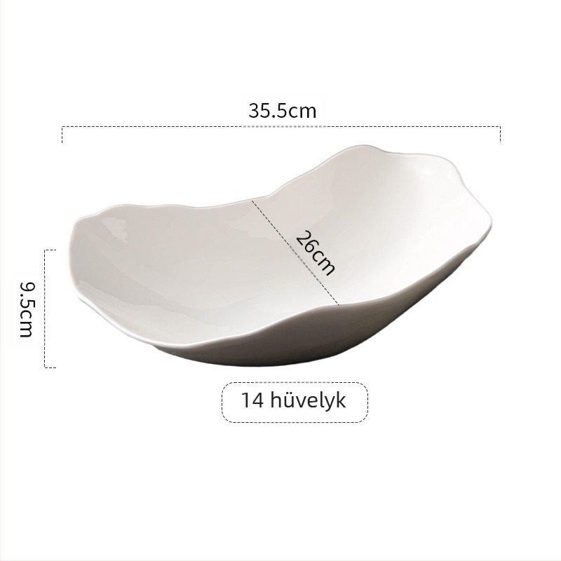 Egyszerű és luxus fehér alakú hidegtál tányér szállodai étterem személyiség szabálytalan kerámia hosszú tál éttermi étkészlet