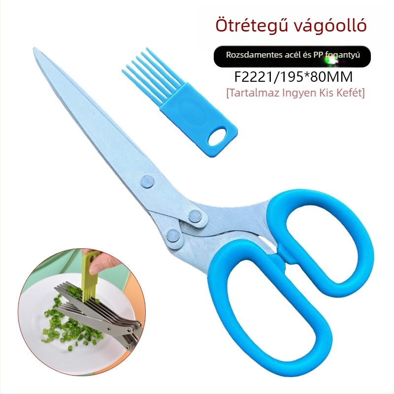 Feibao rozsdamentes acél ötrétegű újhagyma olló, műtárgy, multifunkcionális konyhai olló, chili gyűrűs irodai többrétegű aprított papír olló