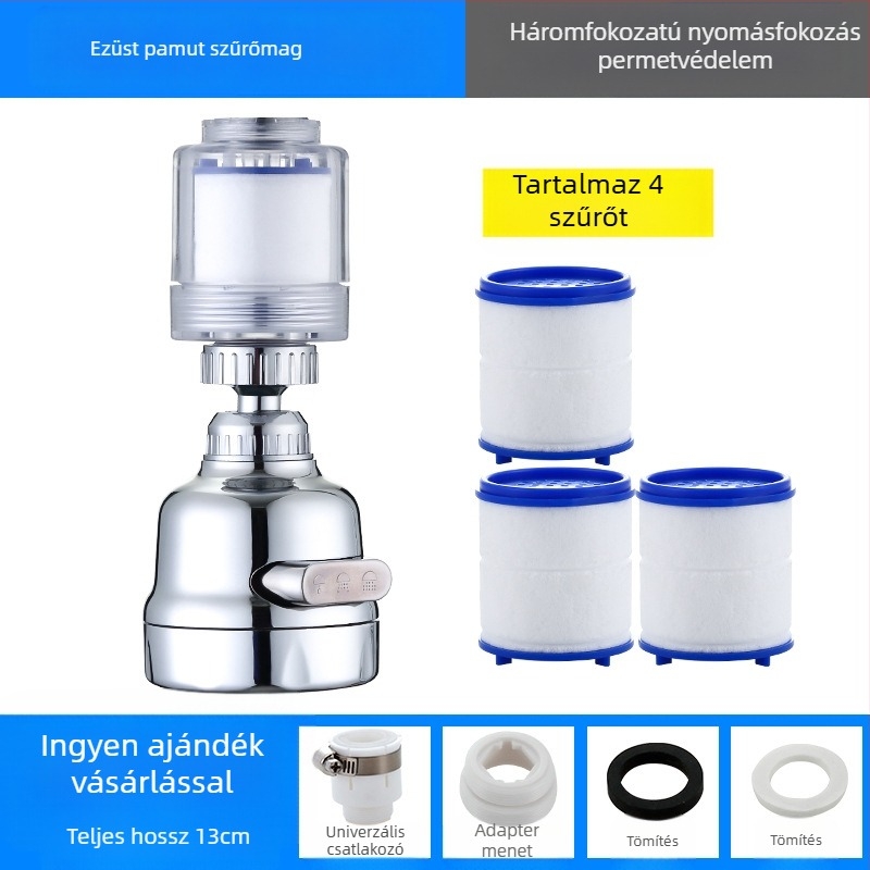 Csaptelep szűrő víztisztító konyhai fröccsenőfej hosszabbító hosszabbító víztakarékos univerzális nyomású zuhanybuborékoló
