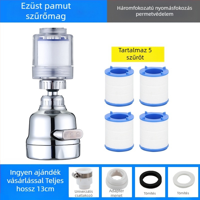 Csaptelep szűrő víztisztító konyhai fröccsenőfej hosszabbító hosszabbító víztakarékos univerzális nyomású zuhanybuborékoló