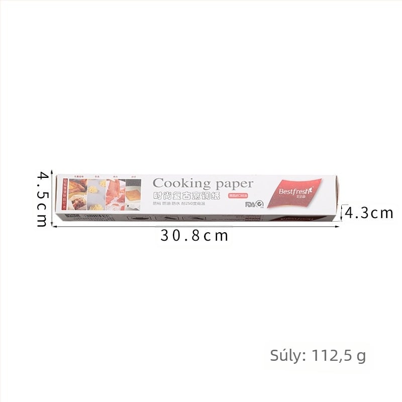 5 m sütőpapír, újságpapír, szél, retro mintás szilikonolajpapír, tapadásmentes, magas hőmérsékletnek ellenálló sütőforma, olajpapír, tetszés szerint vágható