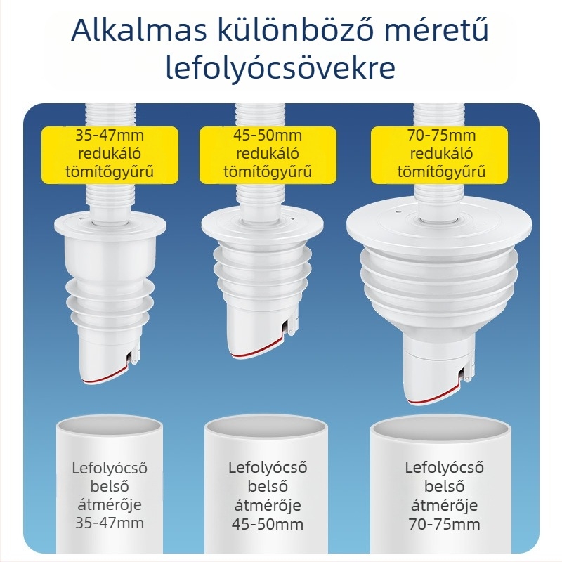 Csatornacső szagzáró tömítőgyűrű szilikon dugó konyhai mosdó mosógép lefolyócső dugó visszafolyásgátló szag műtermék