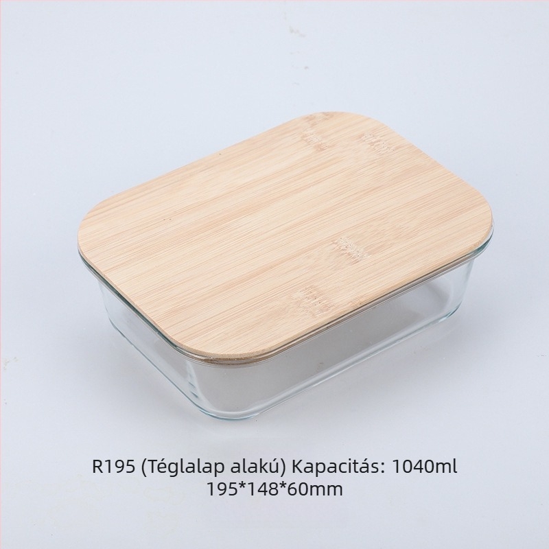 Nagykereskedelmi bambusz fa fedéllel ellátott üveges uzsonnásdoboz frissen tartó doboz hőálló üvegből, magas boroszilikát tartalmú japán uzsonnásdoboz mikrohullámú sütőbe
