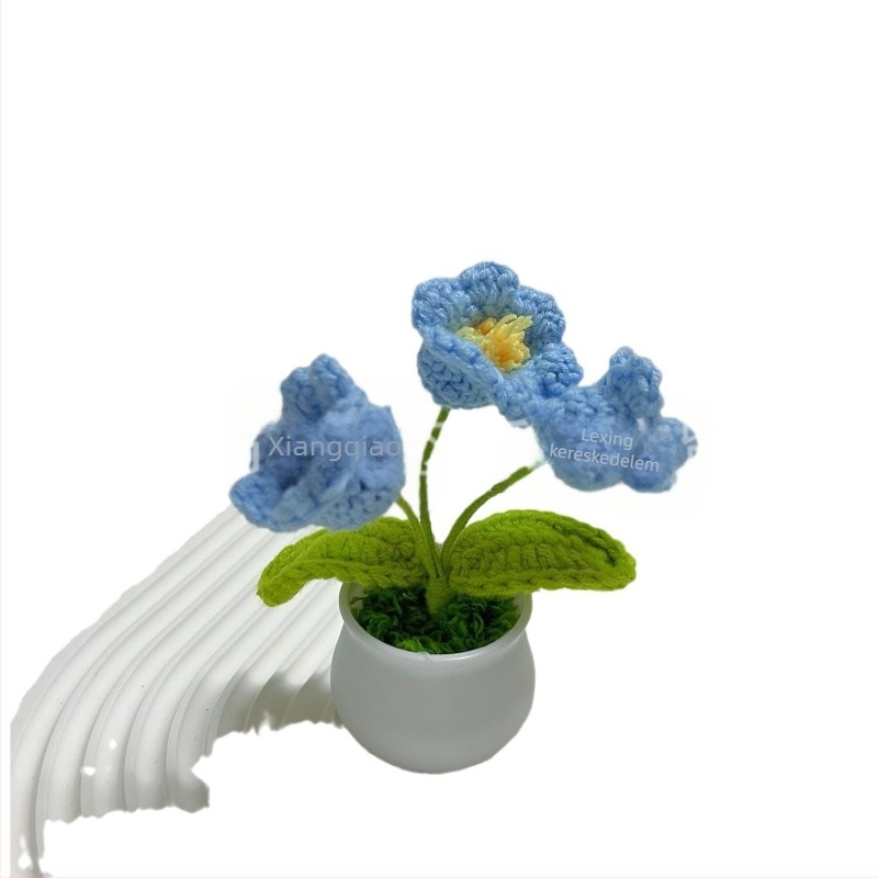 Gyapjúból kötött mini cserép dekoráció művirág gyár kézzel készített gyapjú virág autó dekoráció késztermék nagykereskedelem