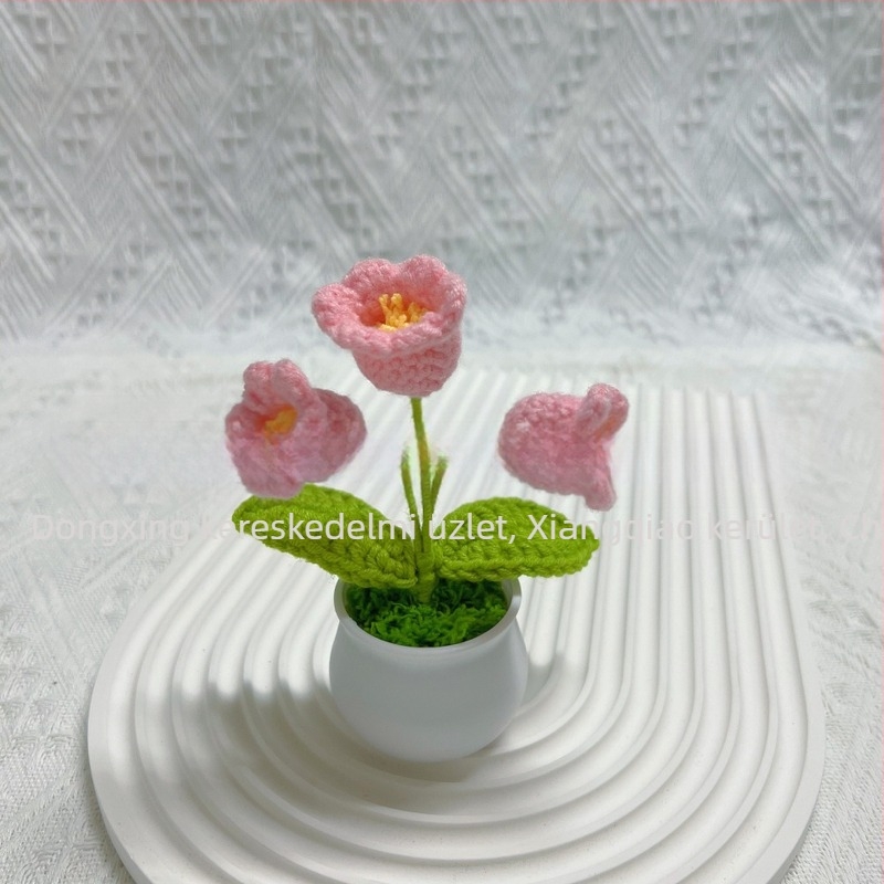 Gyapjúból kötött mini cserép dekoráció művirág gyár kézzel készített gyapjú virág autó dekoráció késztermék nagykereskedelem