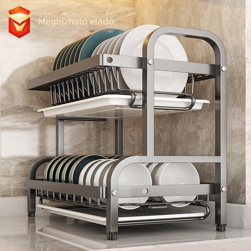 Edények és edénytároló állvány Konyhai tároló állvány Késtartó Evőpálcika-tartó Integrált lefolyótartó Háztartási multifunkcionális táltartó