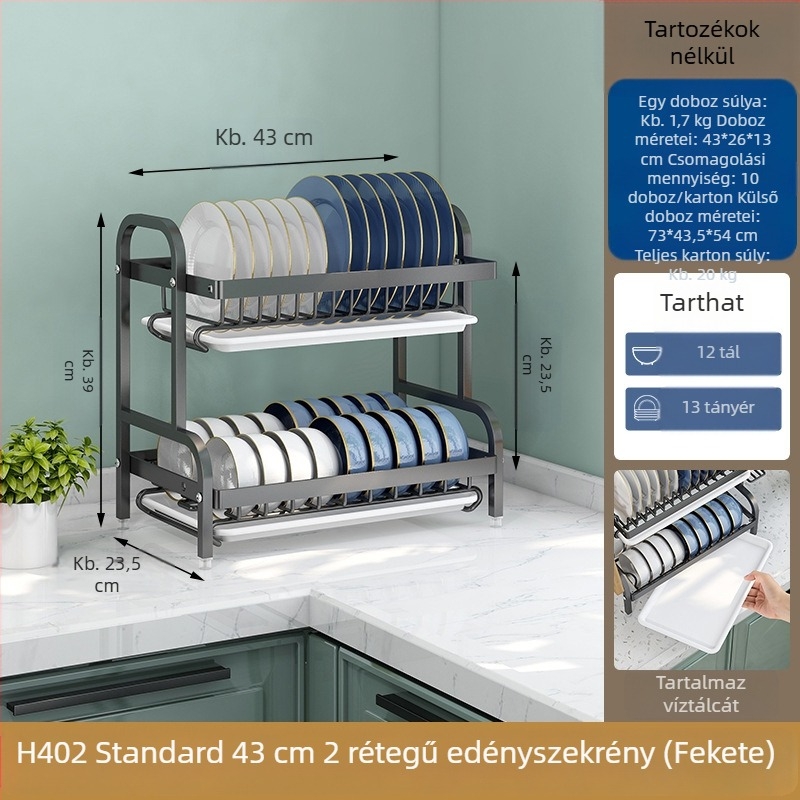 Edények és edénytároló állvány Konyhai tároló állvány Késtartó Evőpálcika-tartó Integrált lefolyótartó Háztartási multifunkcionális táltartó