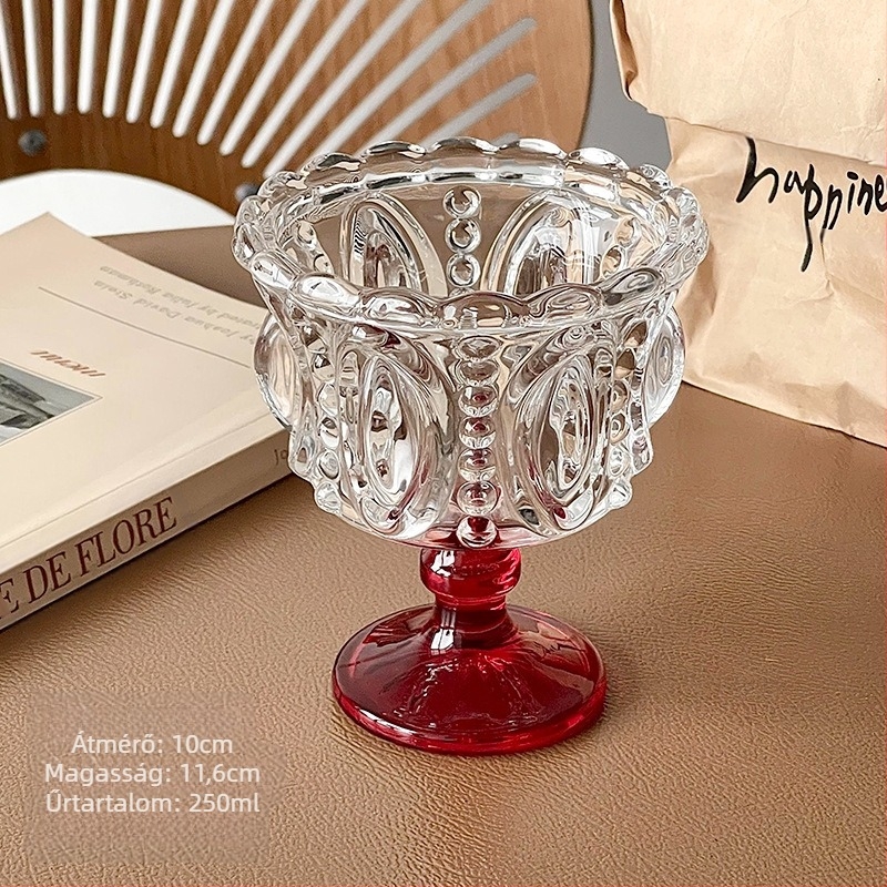 Serlegudvar stílusú háztartási desszertpohár, északi dombormű, fagylalt, madárfészek, pohár, fejlett európai stílusú