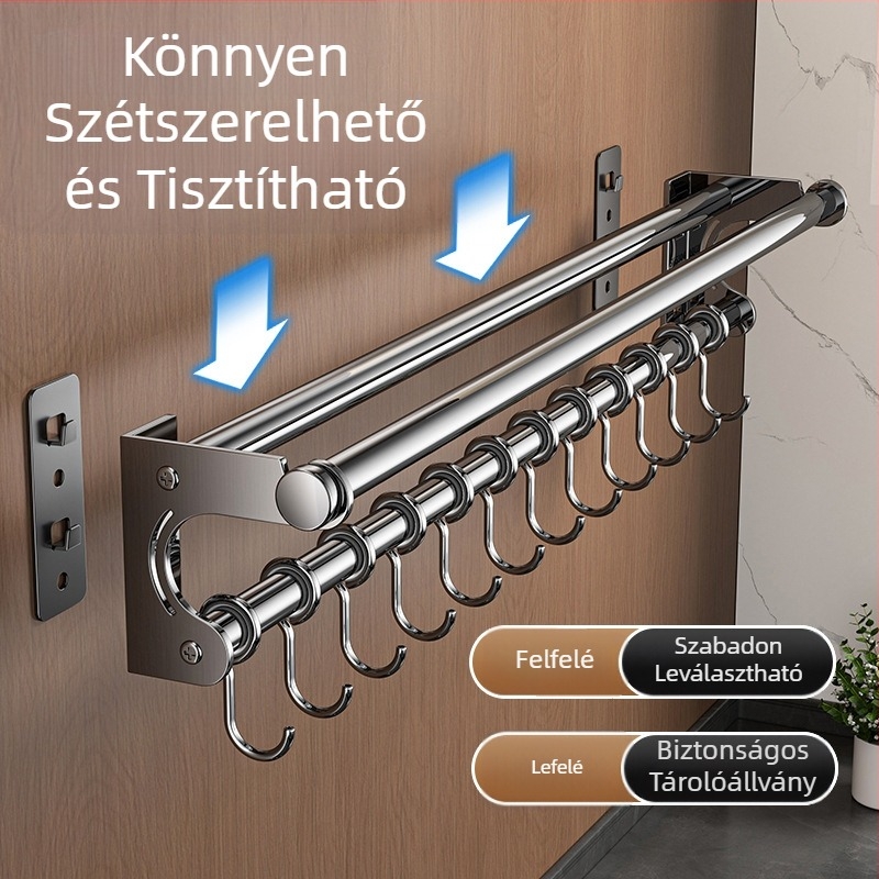 Ütésmentes késtartó tárolóállvány 304 rozsdamentes acél tárolóállvány konyhai akasztó edényfedő vágódeszka műanyag fóliázó papírzsebkendőtartó