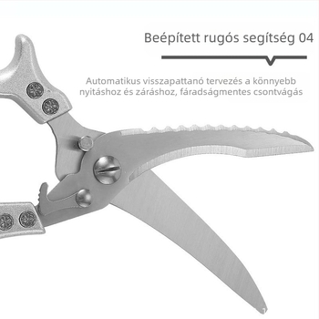 Rozsdamentes acél csirkecsont olló, többfunkciós, exportra testreszabott, háztartási használatra, csirkecsont és halcsont olló alumínium nyéllel, többcélú konyhai olló