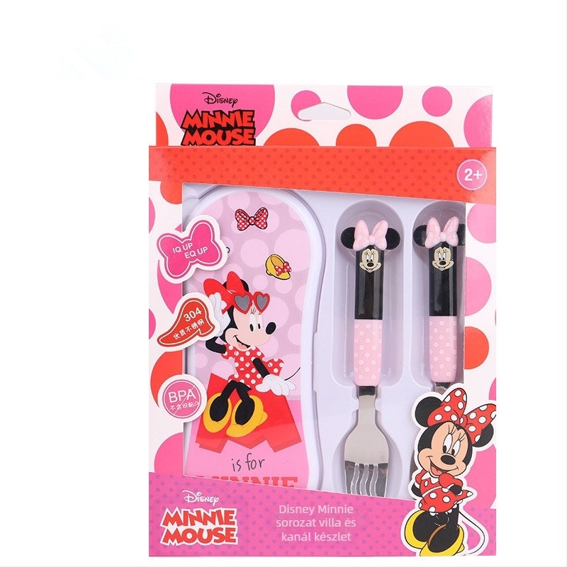 Disney Spoon étkészlet dobozzal Gyerekkanál Baba Asztali Kanál 304 Rozsdamentes Acél Rajzfilm Hordozható Táska