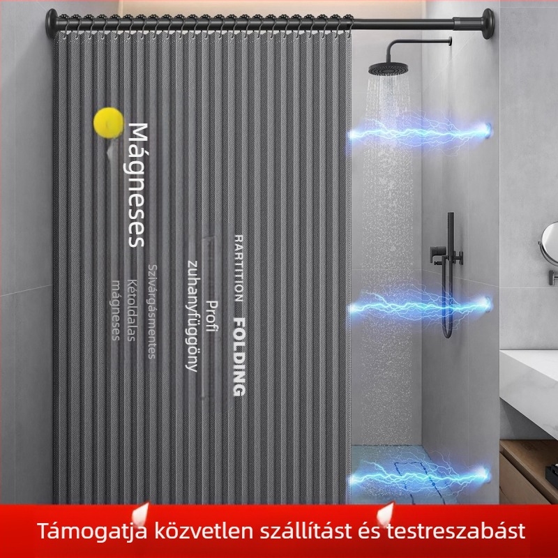 Zuhanyfüggöny fürdőszobai összecsukható alsóruha ütésmentes láthatatlan vízálló anyagból kiváló minőségű WC-válaszfal zuhany száraz és nedves elválasztás